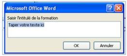 MessageBox "Remplir" affichée